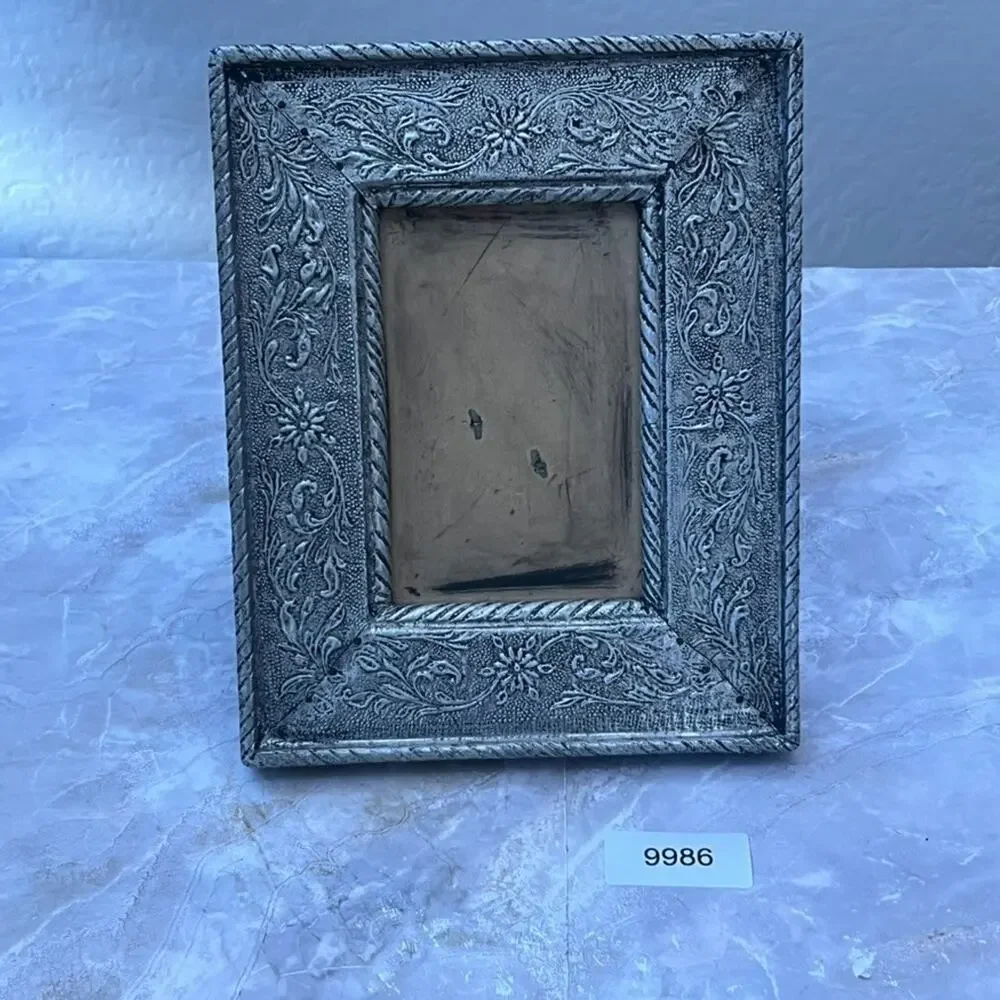 Silver Tone MCM Style Ornate Picture Frame Fits 5.5" x 3.5" Photos - Picture 14 of 14